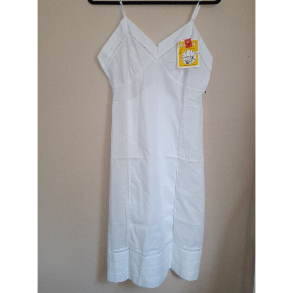 Vintage Figurfit Indera Women's Full Slip Lingerie Snip-it White Laced Size 36